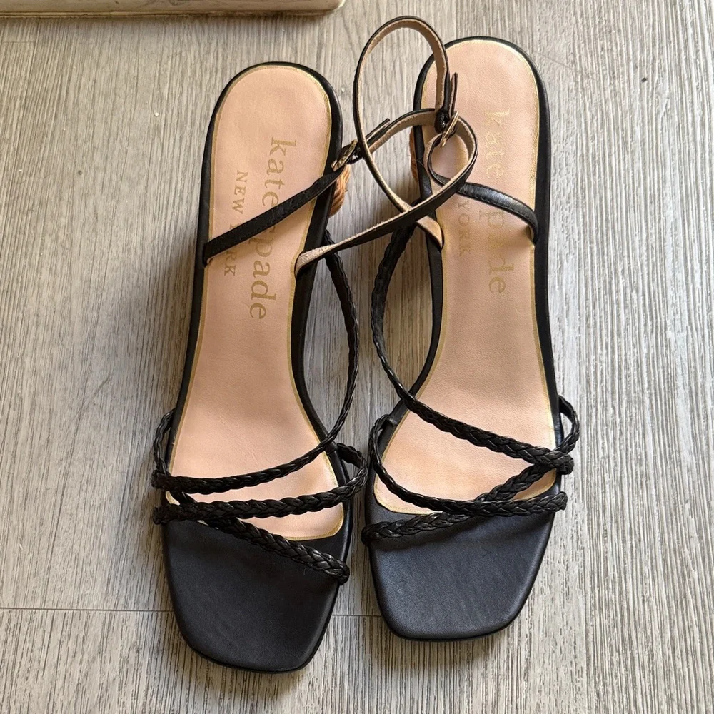 Kate Spade Black Braided Strap Sandals